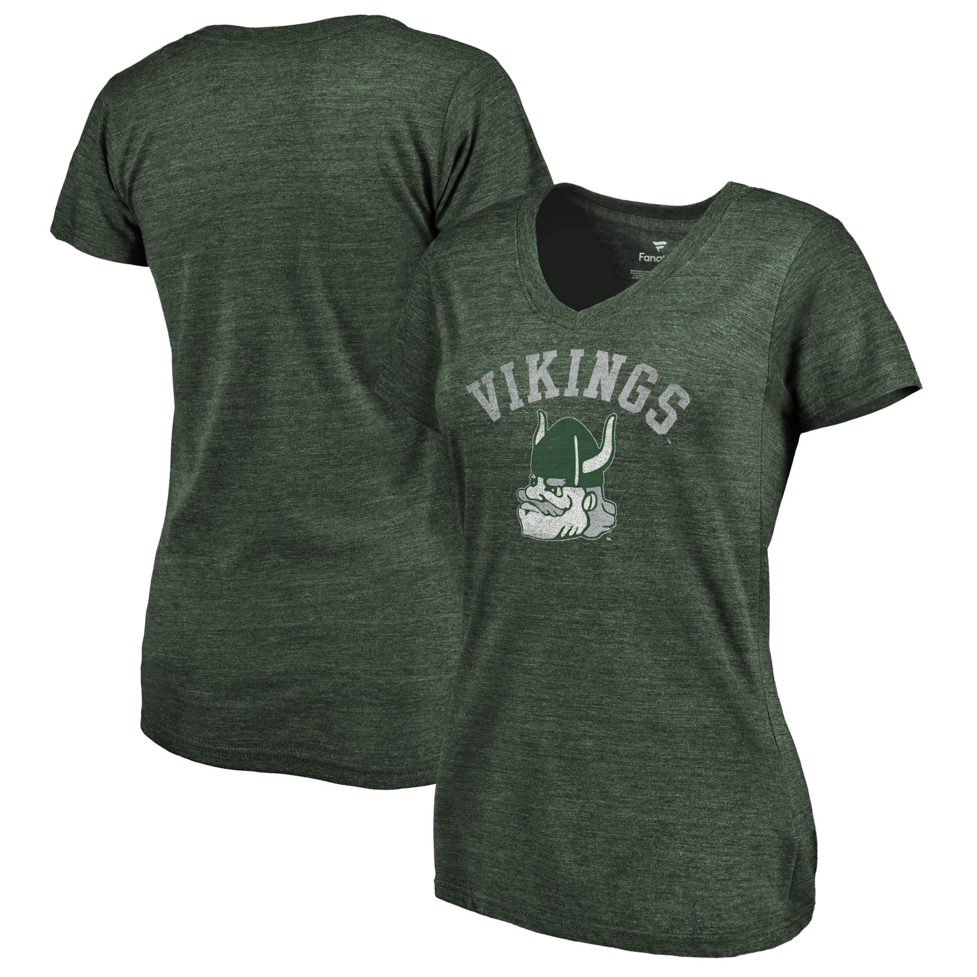 2020 NCAA Fanatics Branded Portland State Vikings Women Green Vault Arch over Logo TriBlend VNeck TShirt->ncaa t-shirts->Sports Accessory